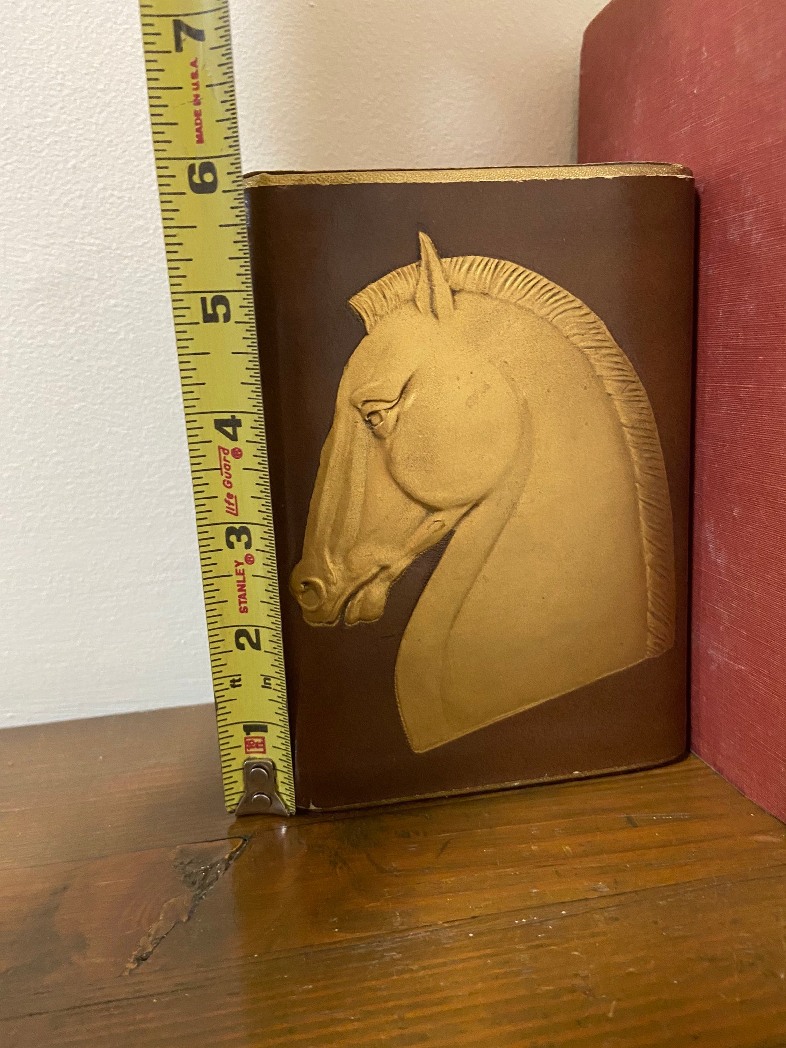Vintage Horse Bookend in a Faux Leather Wrap With Felted Etsy