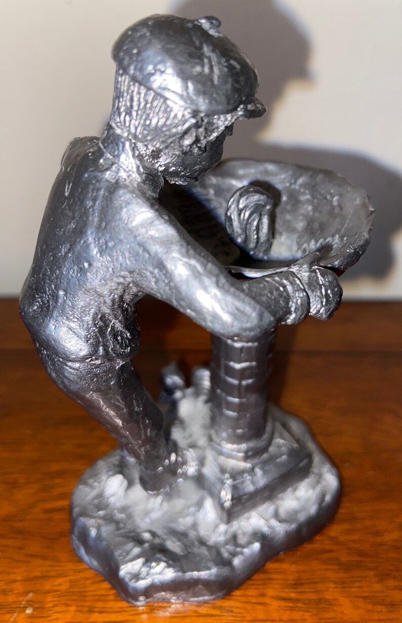 Michael Ricker Pewter Figurine of Young Boy Drinking at Old Etsy