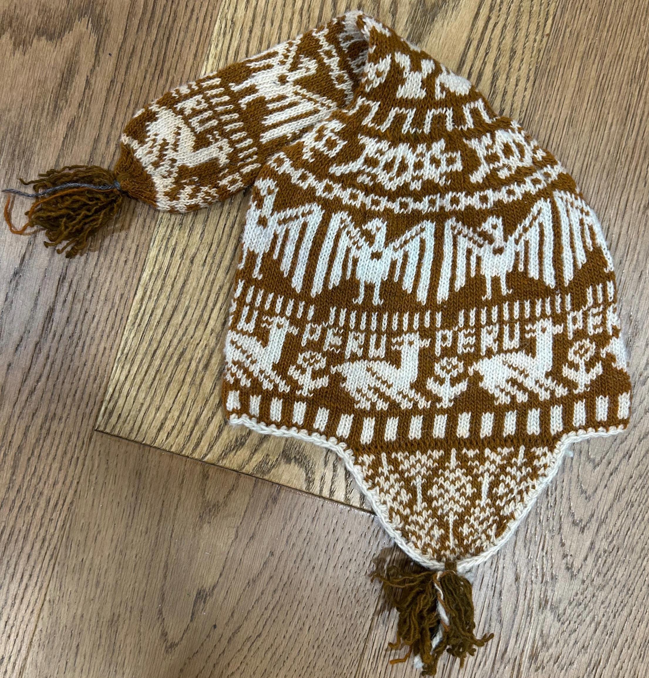 Antique Vintage traditional Andean chullo Peruvian hand-knitted hat Peru Vintage Chullo - Etsy main image 3