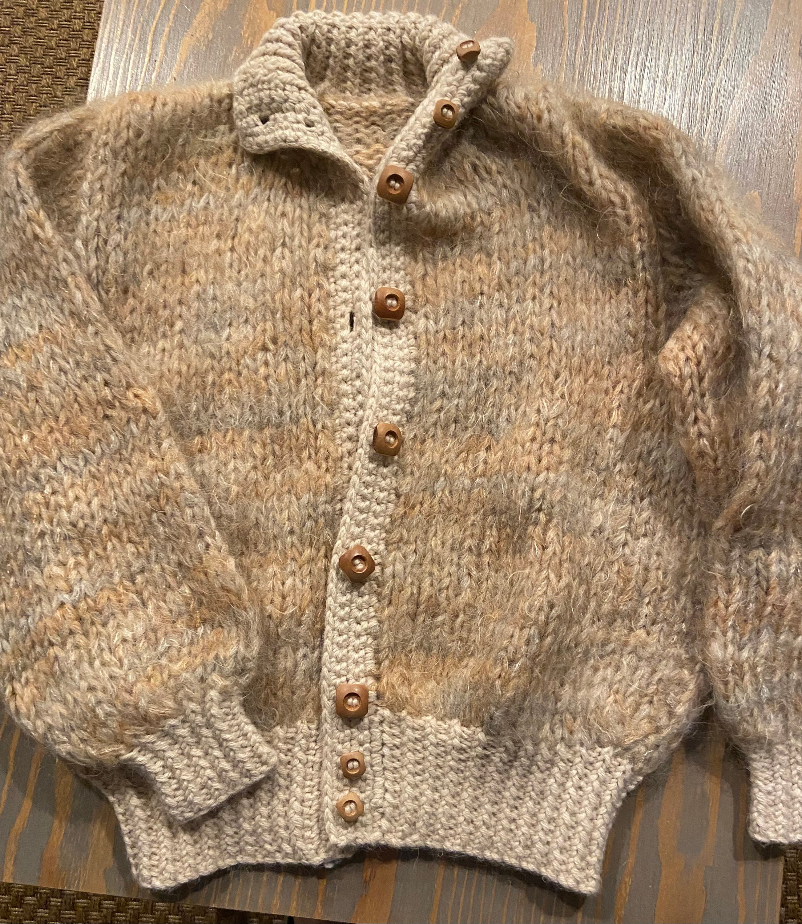 Bulky Oatmeal Textured Soft Knit Cardigan in a Ladies Bomber