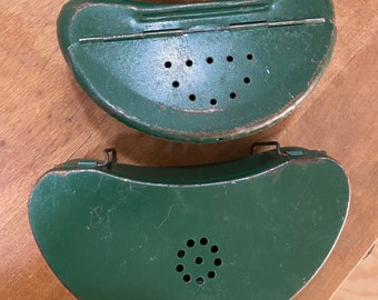 Vintage 1950's Aluminum Belt Bait Box Wear on Belt While Fishing