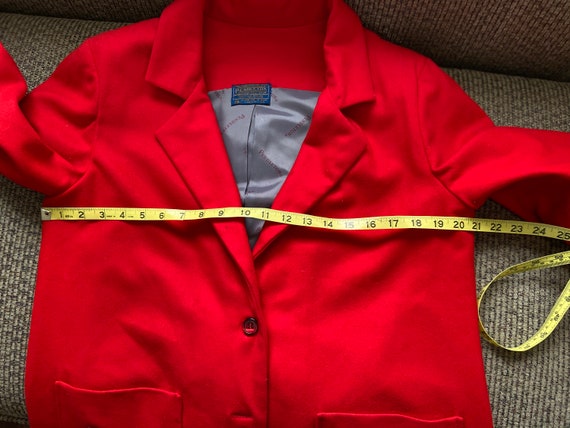 Christmas Red Pendleton wool blazer with button f… - image 5