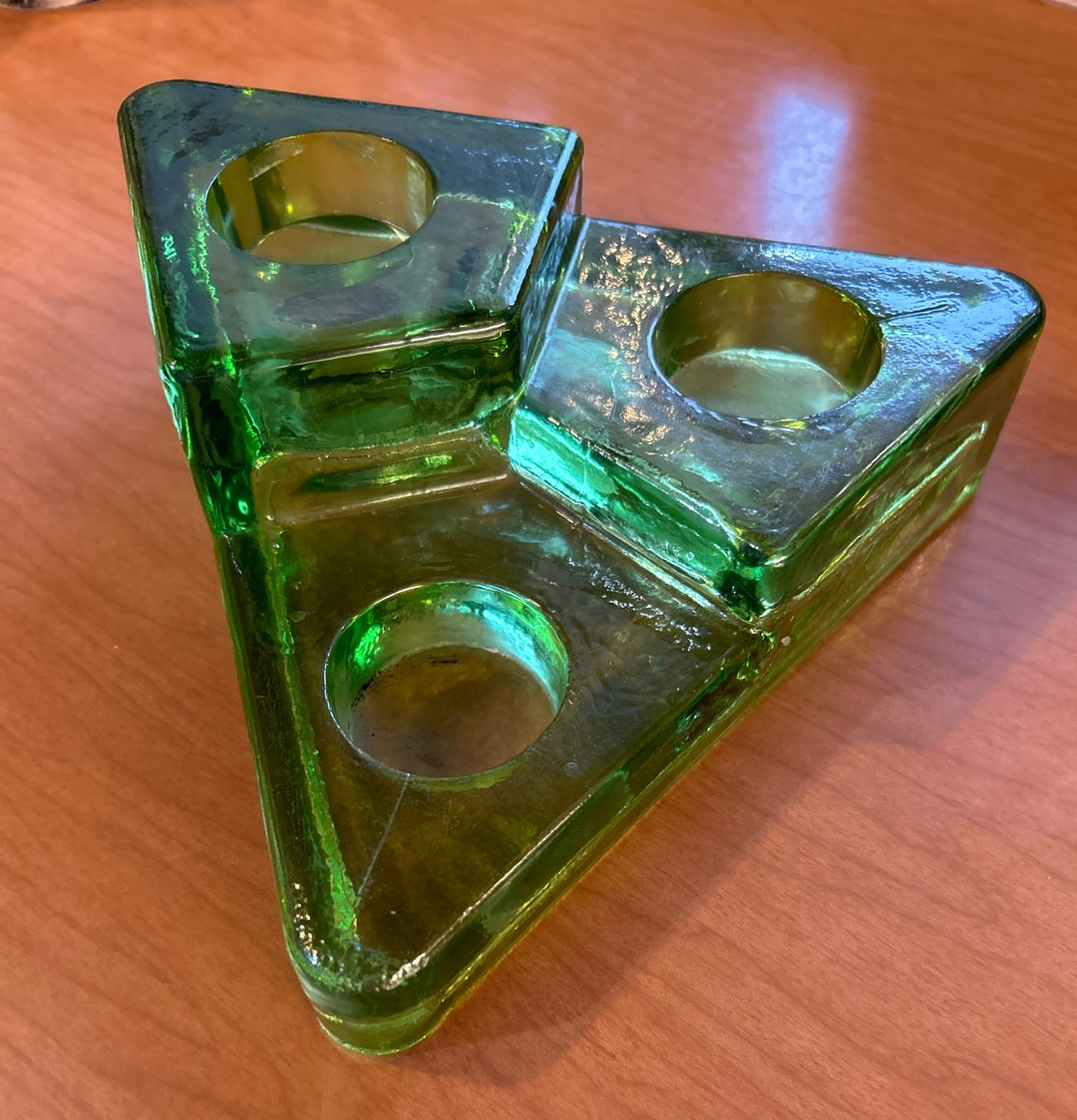 Mid Century Modern Green Glass Tea Light Holders is Actually Etsy