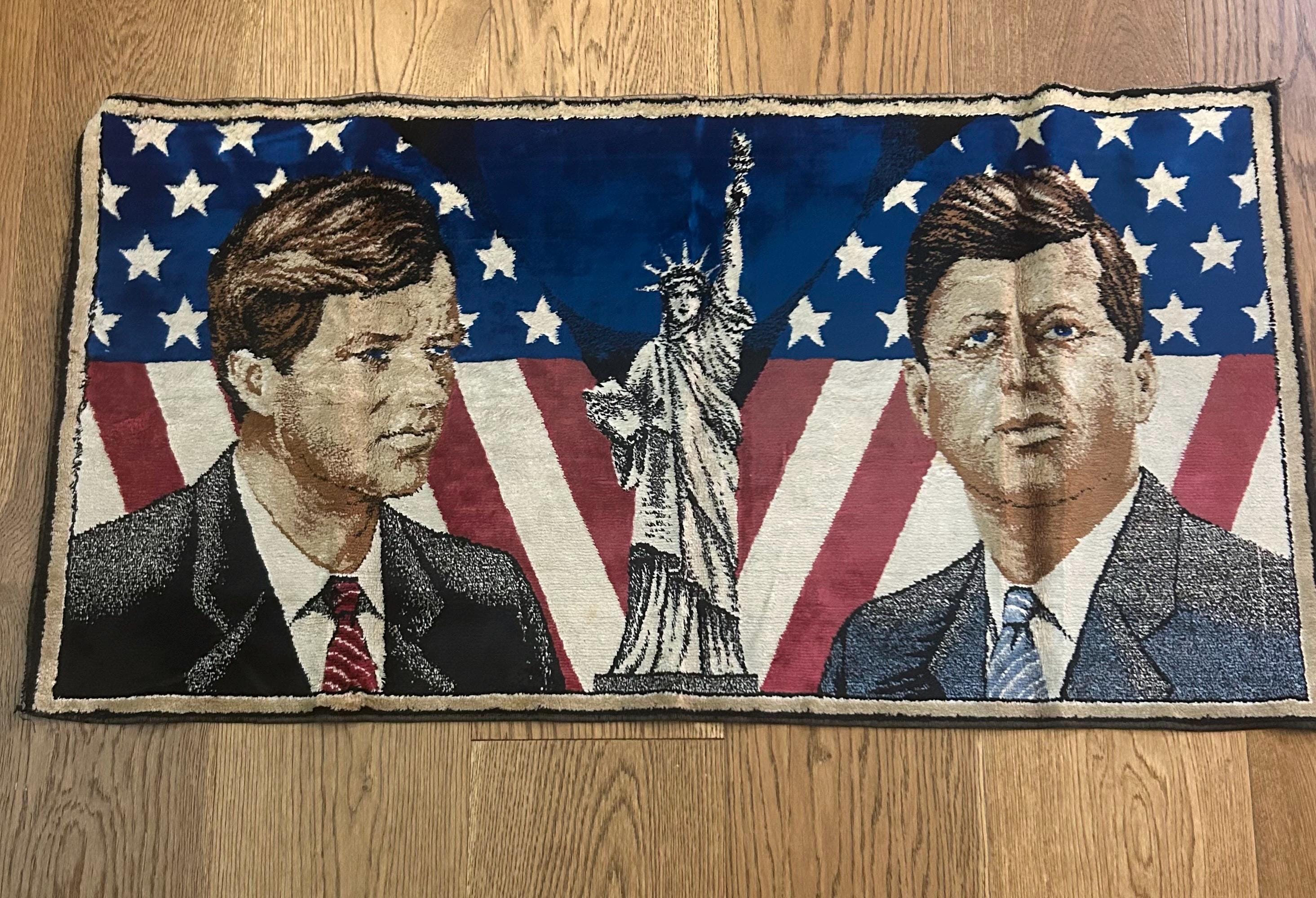 Rare 1970s Italy Made Rug/wallhanging/tapestry Featuring JFK and