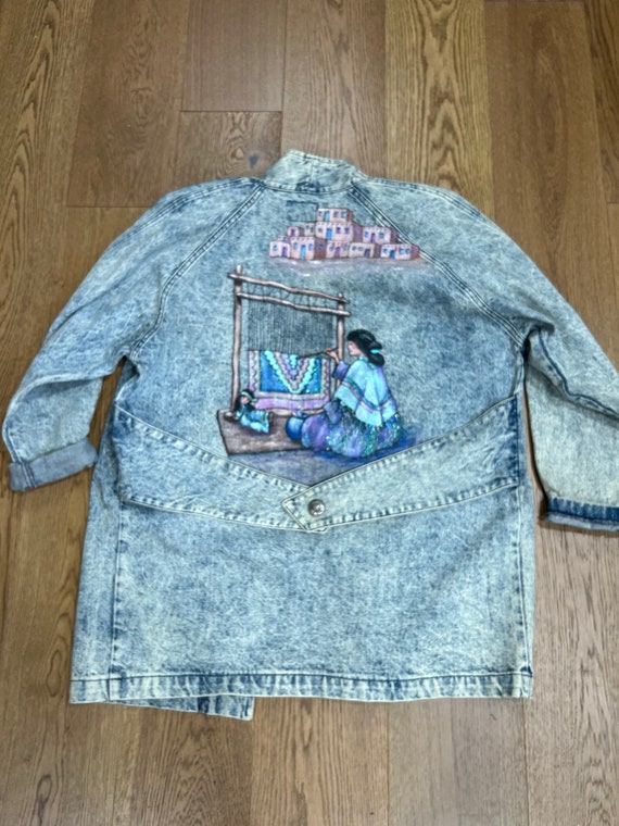 Duster Vintage 80s acid washed Jean jacket/duster… - image 5