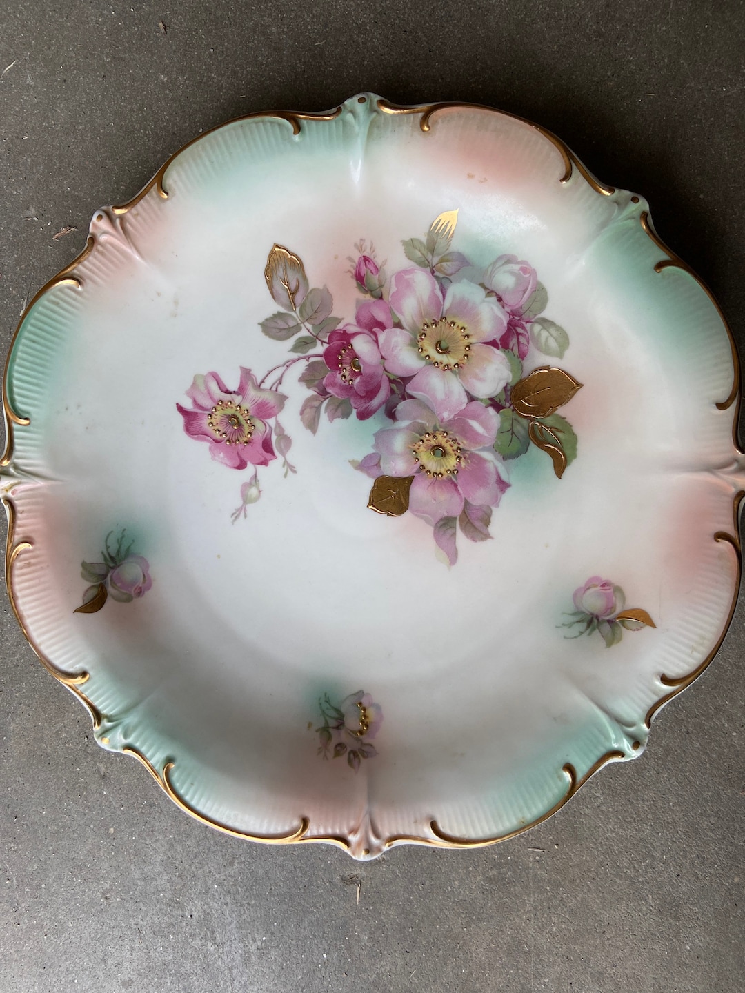 1930’s Germany Schumann Arzberg Bavaria Porcelain Wild Rose Cake Plate ...