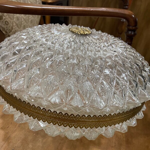 Retro vintage clear points hobnail glass ceiling flush Mount light shade replacement from the 1970s aprox. Excellent condition. See photos