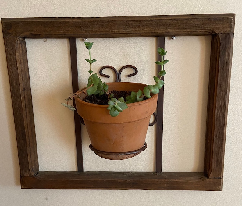 Vintage Plant Hanger With Metal and a Wooden Frame Etsy