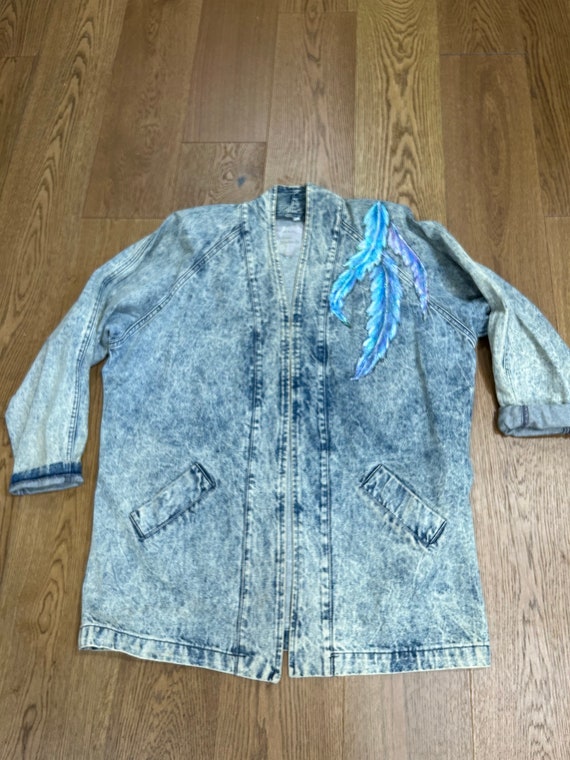 Duster Vintage 80s acid washed Jean jacket/duster… - image 8