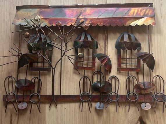 Curtis Jere Style Metal Wall Art/sidewalk Cafe Made in Hong Kong