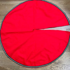 Vintage hand made red faux fleece tree skirt
