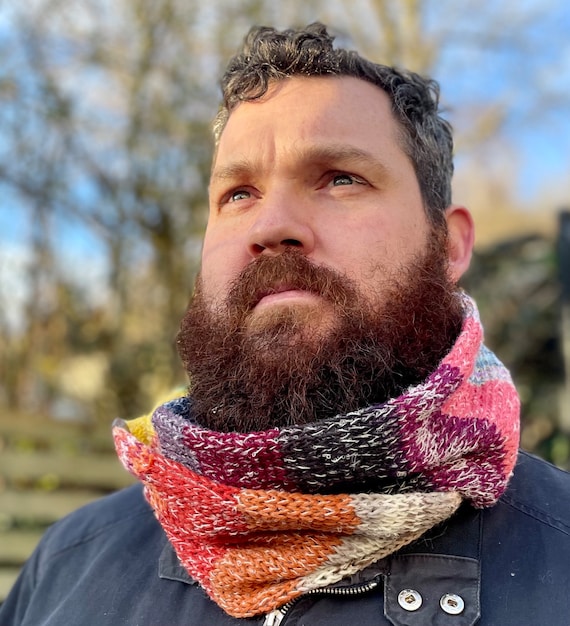 Ladies Circle Scarf, Neck Gaiter, Ladies Snood, Blue and Green