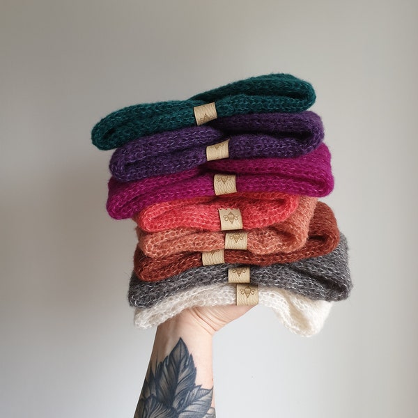 Bandeaux de luxe - Turbans d'hiver - Tricotés et faits main - Cache-oreilles - Soie et alpaga