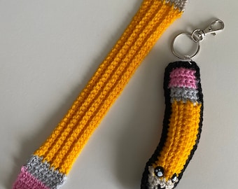 Crochet Pencil Bookmark & Keychain Pattern – US Terms (PDF Pattern)