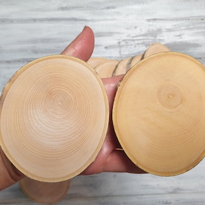 2 or more natutal tree oval slices,  OVAL  3.15 - 3.5&quot; (8 - 9 cm) natural wood tree slices, Wood Slices for Crafts, Craft Branch Slices