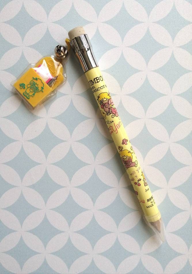80S Vintage Ribbon Triple Yan Yellow Jumbo Mascot Pencil