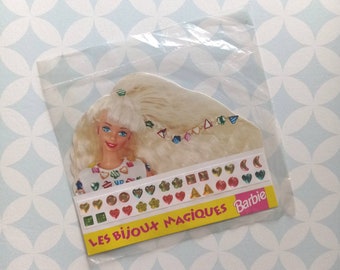 90s Vintage Barbie Mattel Magic Jewelry Set of 14 pairs of self-adhesive shiny earrings