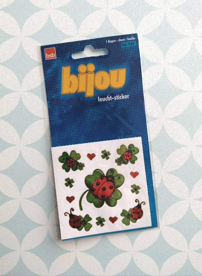 Vintage 90S/00S Bsb Bjjou Set Of 13 Ladybug Clover Glittery Stickers New Packaged