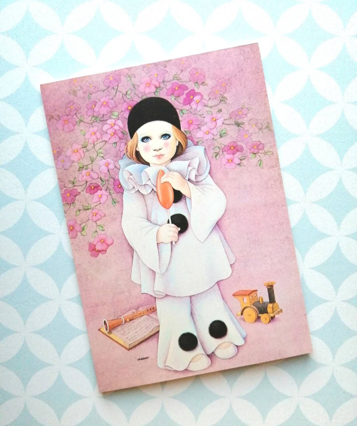 80S Vintage Michel Oks Pierrot Baby Love Notebook Bloc A5
