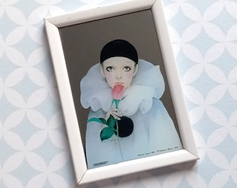 80s Vintage Scandecor Editions Michel Oks Wooden Frame Mirror Pierrot Love Mira Fujita