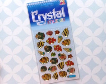 90s Vintage Twin Seven Crystal Stickers Sea Animals new sealed