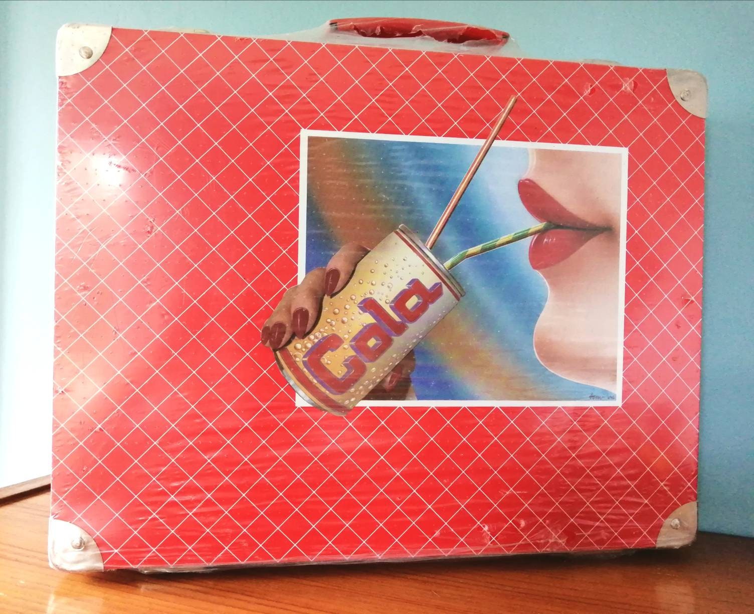 80S Vintage Cola Suitcase Metal Case Mallette Valise