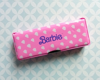80s Vintage Mattel Barbie Magnetic Plastic Pencil Case