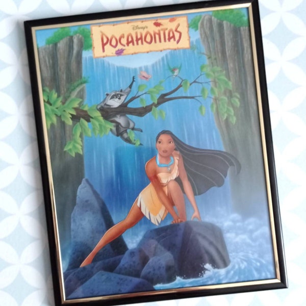 90s Vintage Cadre Décoration Tableau Disney Pocahontas 25.5 x 20.5 cm