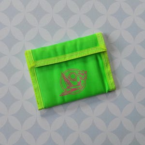 80er Vintage neongrünes, gelbes und rosa Canvas-Nylon-Portemonnaie
