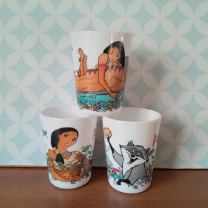 90s Vintage Arcopal Made in France Disney Pocahontas glass to choose