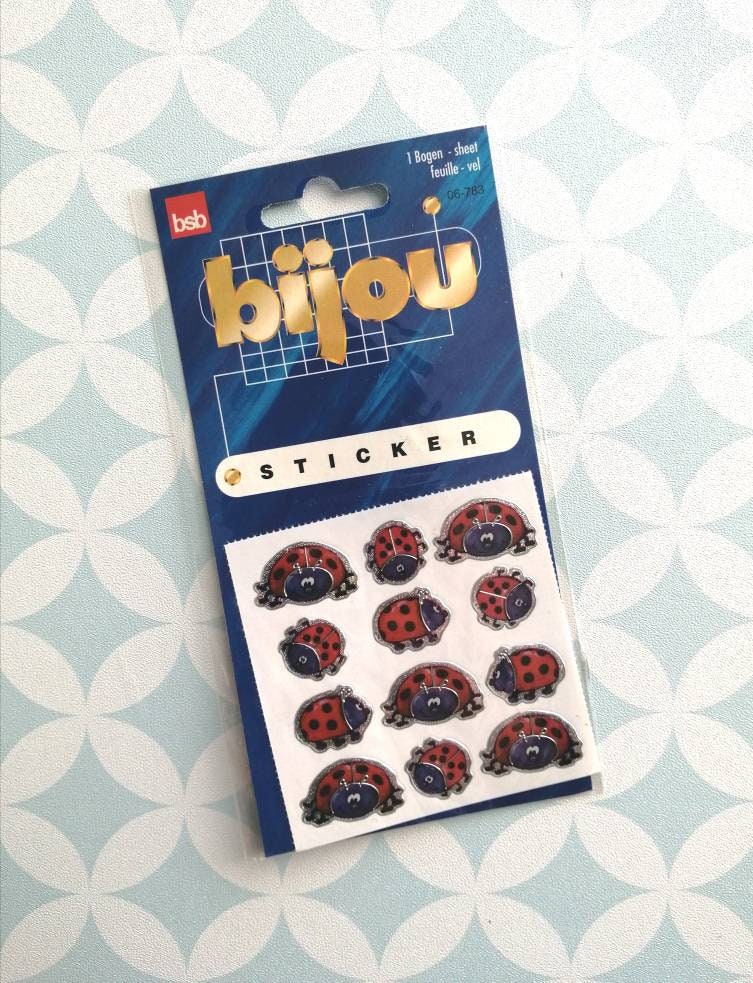Vintage 90S/00S Bsb Bjjou Set Of 12 Ladybug Glittery Stickers New Packaged