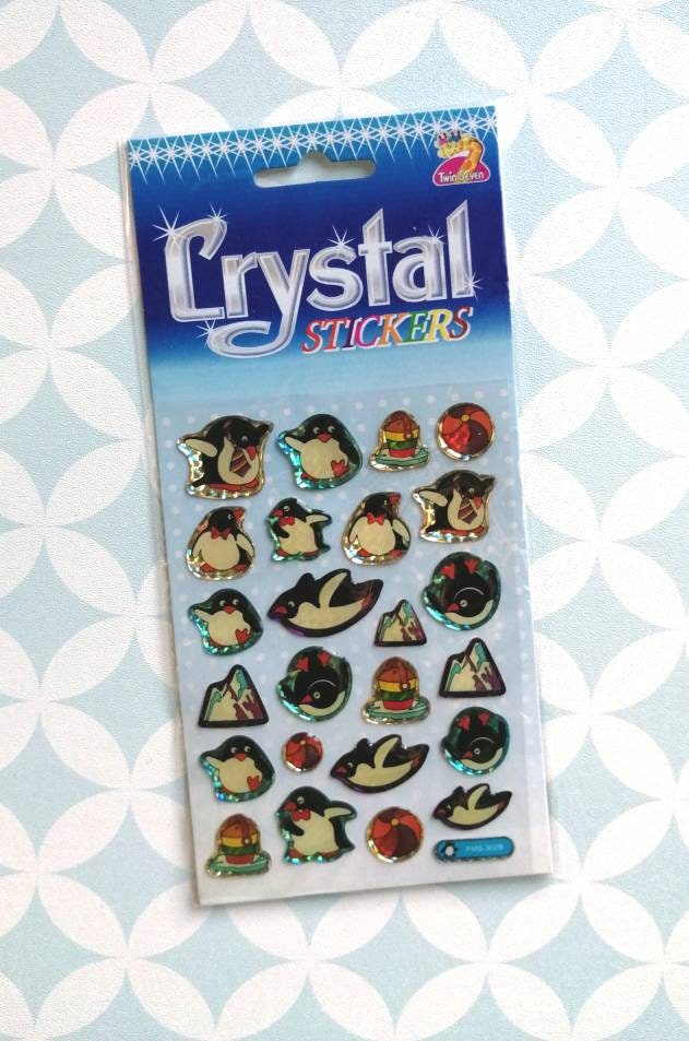 90S Vintage Twin Seven Crystal Stickers Penguins New Sealed