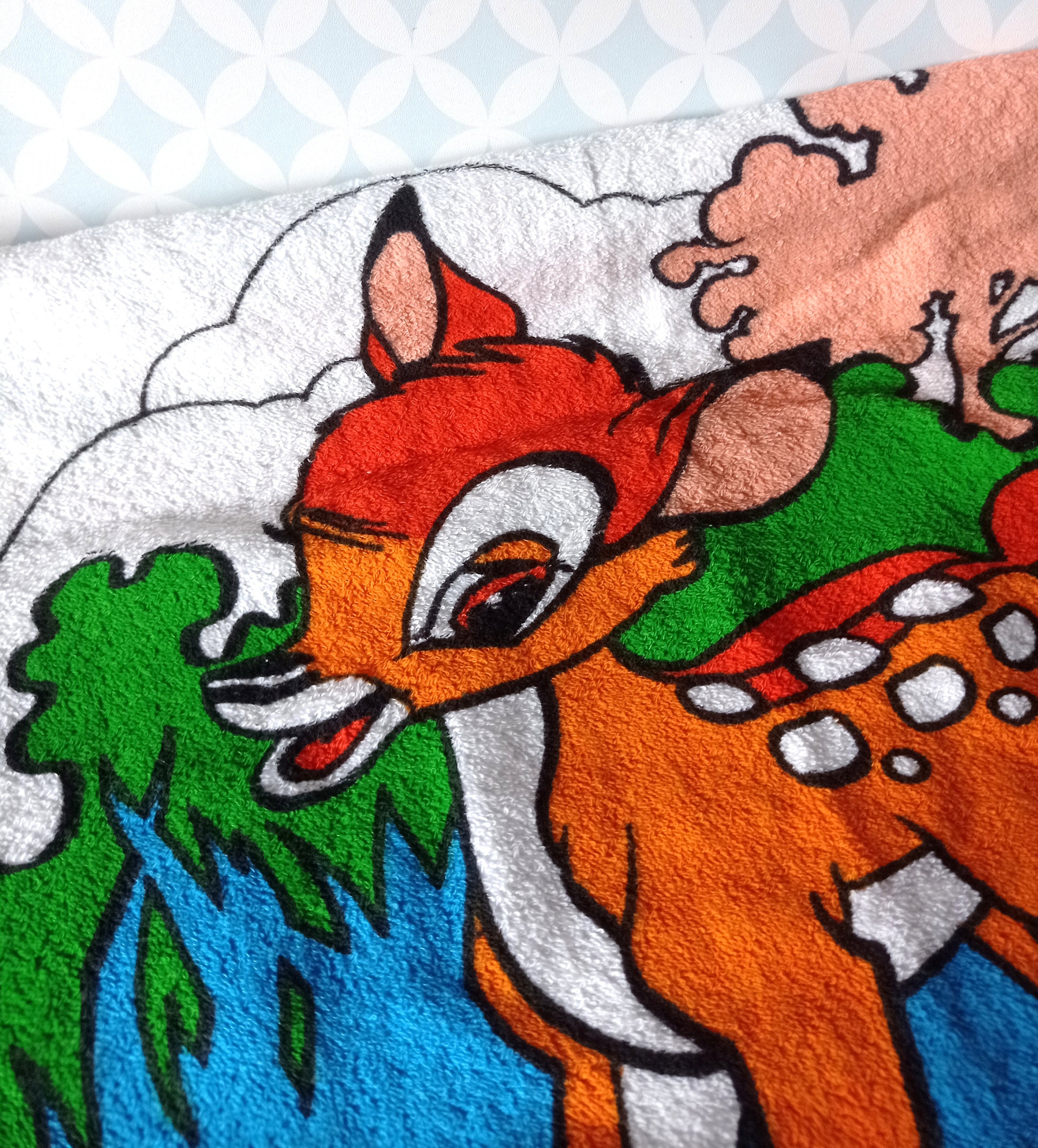 80s Vintage NEW Made in Belgium Disney Bambi large terry towel