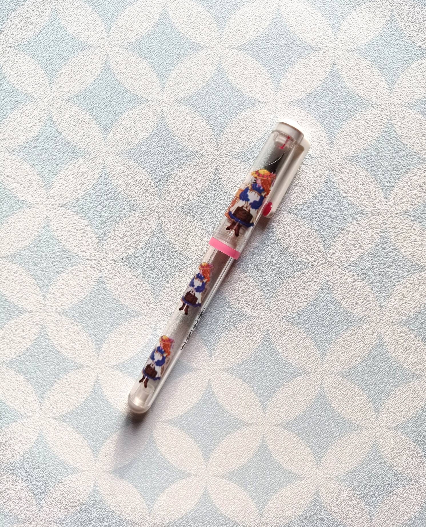 80S Vintage Sailor F2 Plastic Fountain Pen Transparent Pink Heart Dolly Doll