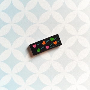 80s Vintage KUTSUWA Japan black eraser with multicolored hearts