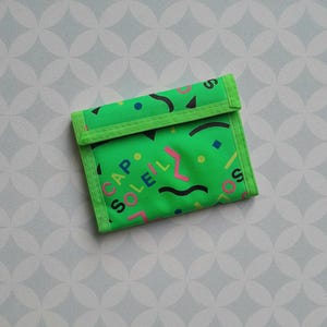 80s Vintage multi-colored neon canvas and nylon wallet with money compartment