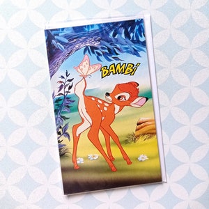 80年代 ヴィンテージ ディズニー バンビ ビッグ バースデー ピクチャー カード & 封筒 新品密封済み 新しいバースデーカード