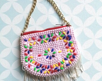 Porte-monnaie Ancien Perlé Vintage - Occasion, Multicouleur, Pour Femme | Accessoire Rétro, Perles Décoratives, état à Vérifier