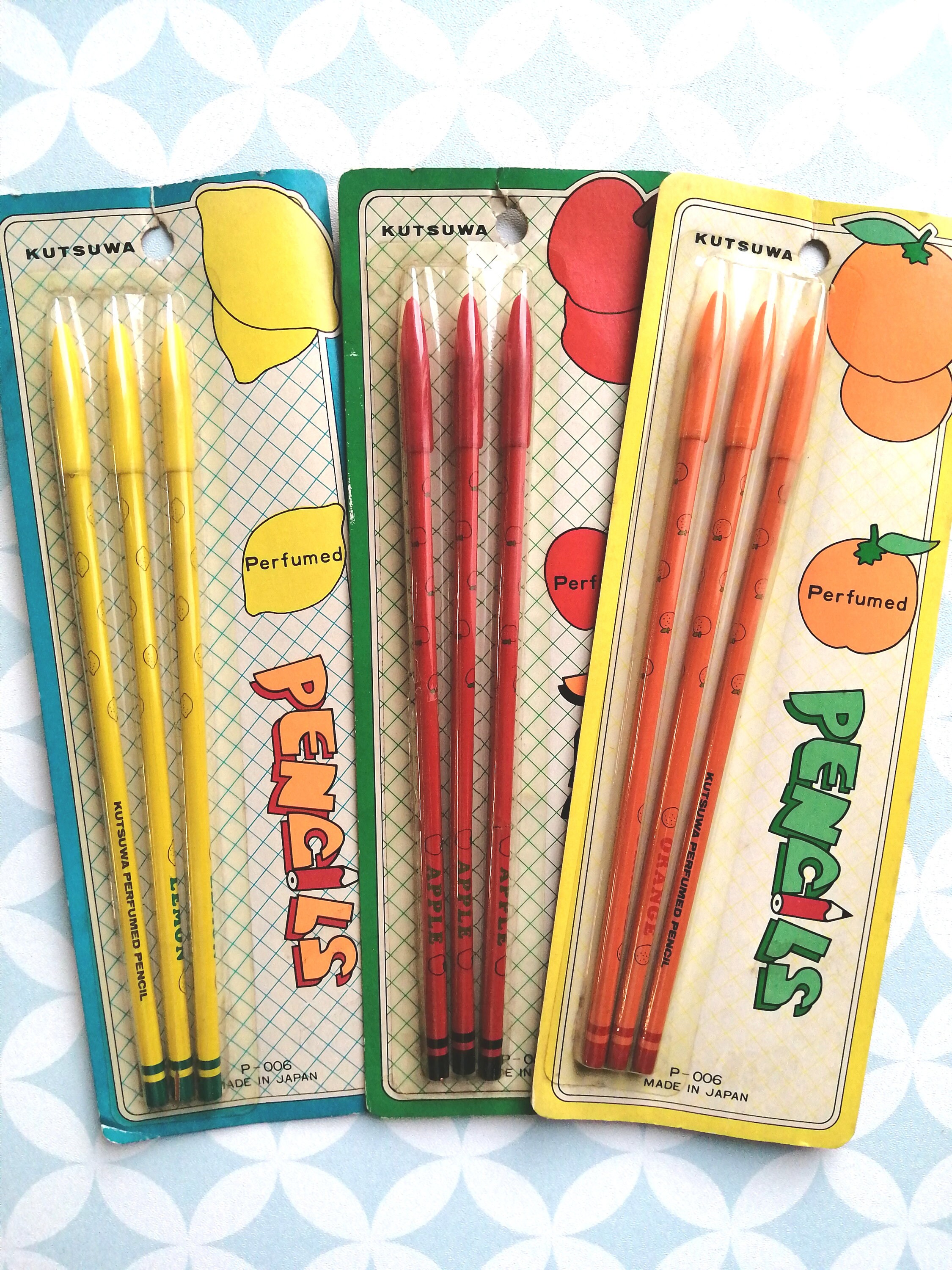 80S Vintage Kutsuwa Set Of 3 Perfumed Pencils Sealed
