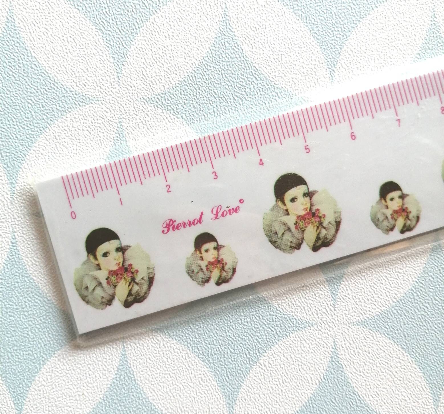 80S Vintage Ruler Règle 30 cm Pierrot Love Michel Oks Mira Fujita