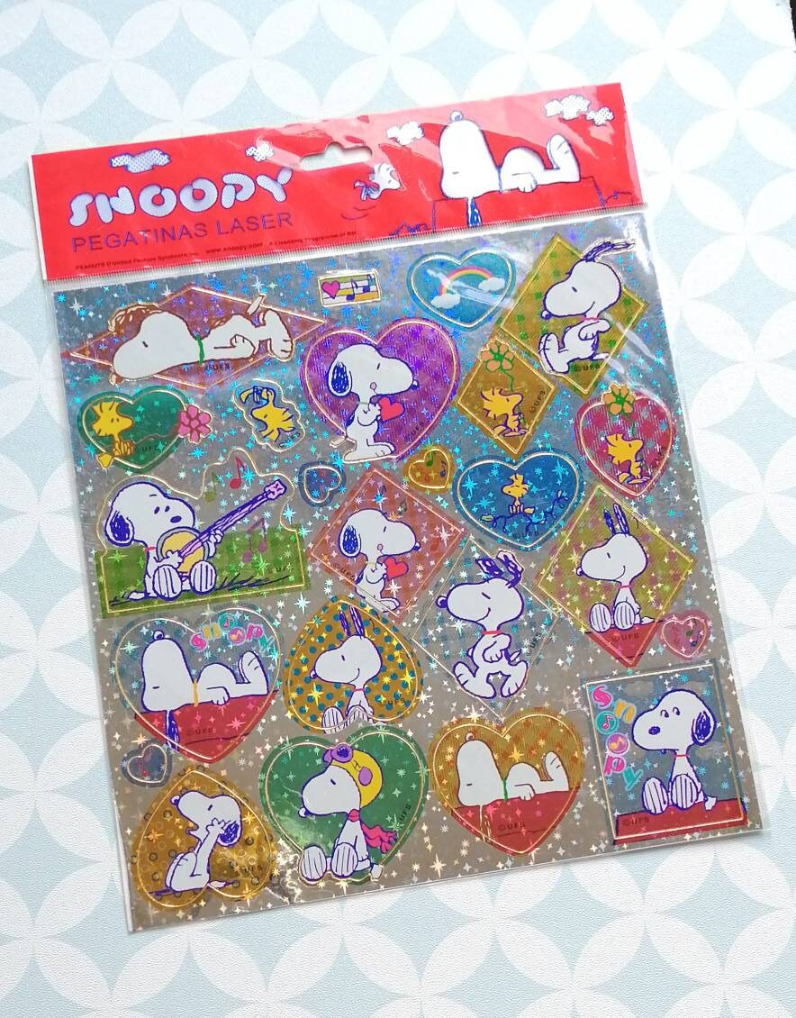 Vintage 90/00 Peanuts Snoopy Set Of 24 Laser Stickers New Packaged