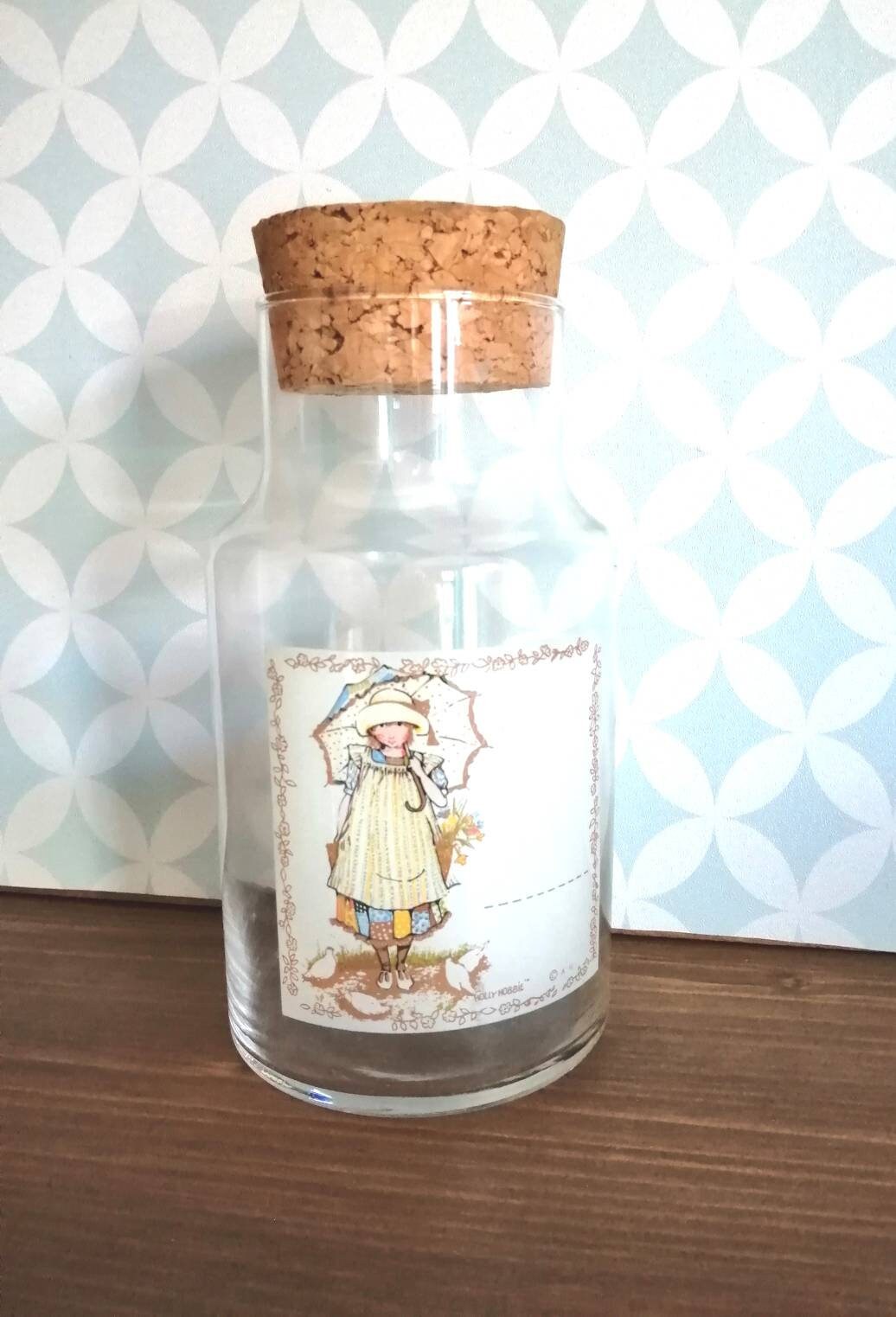 80S Vintage Holly Hobbie American Greetings Glass Storage Jar Container Pot Bocal Verre