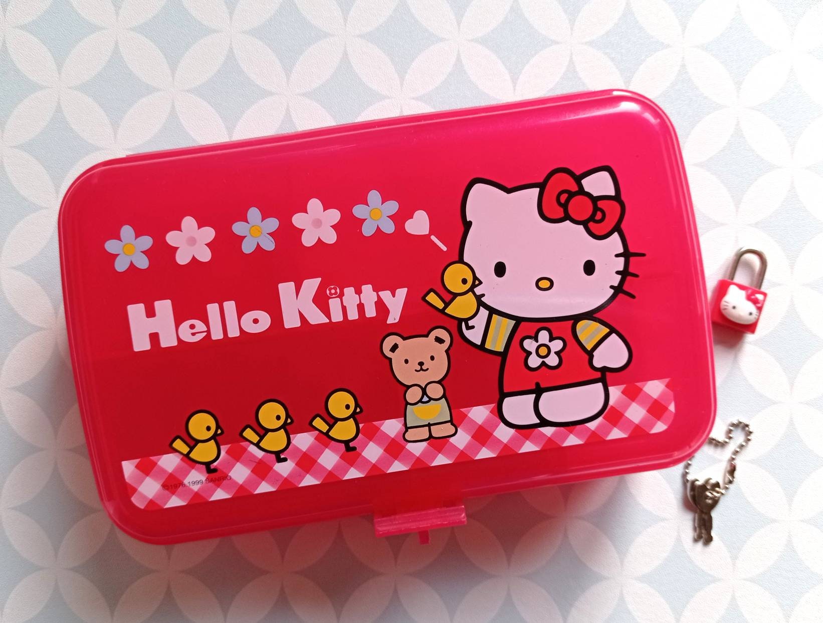 Vintage Sanrio 1999 Hello Kitty Red Plastic Storage Box Case