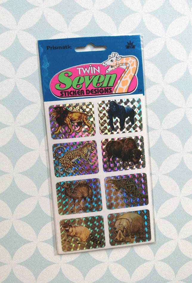 90S Vintage Twin Seven Prismatic Sticker Designs Set Of 8 Stickers New Sealed