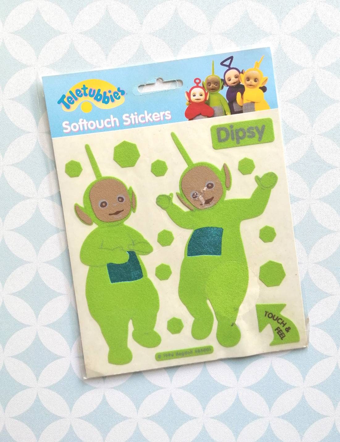 Vintage 1996 Introduct Holland Teletubbies Softouch Stickers Dipsy