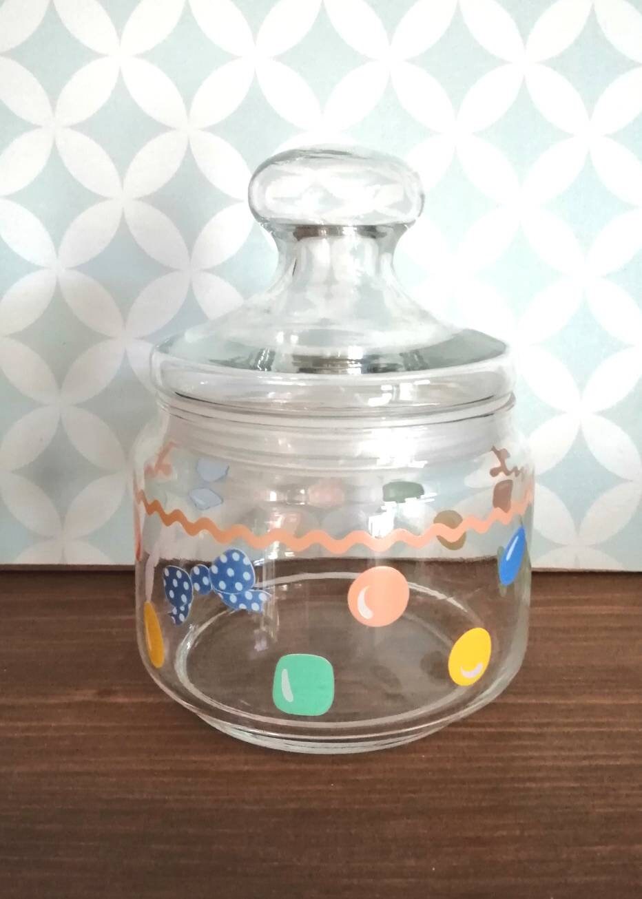 80S Vintage Luminarc France Glass Storage Jar Container Candy Decoration