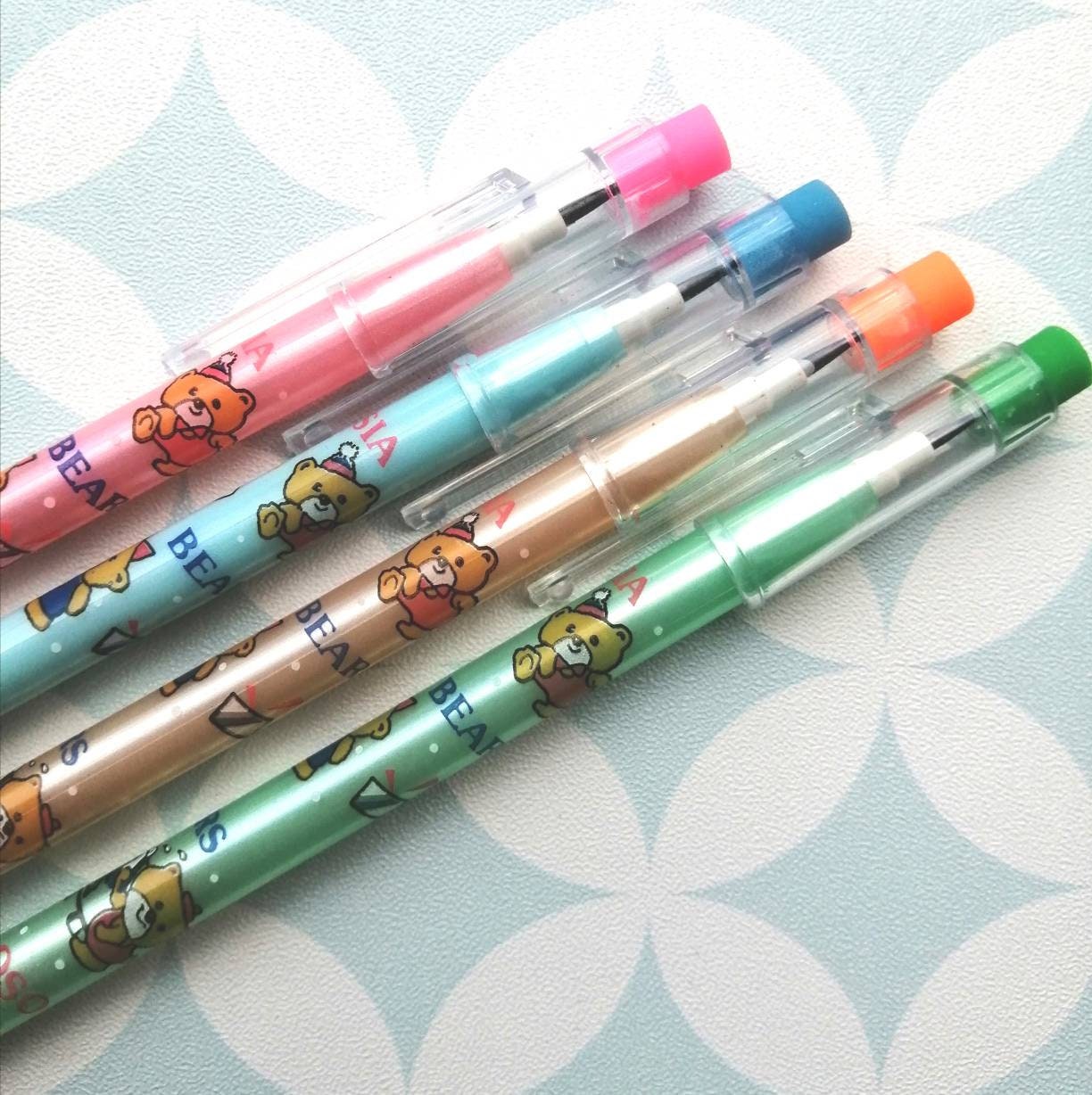 80S Vintage Bensia Set Of 4 Pencils Bear
