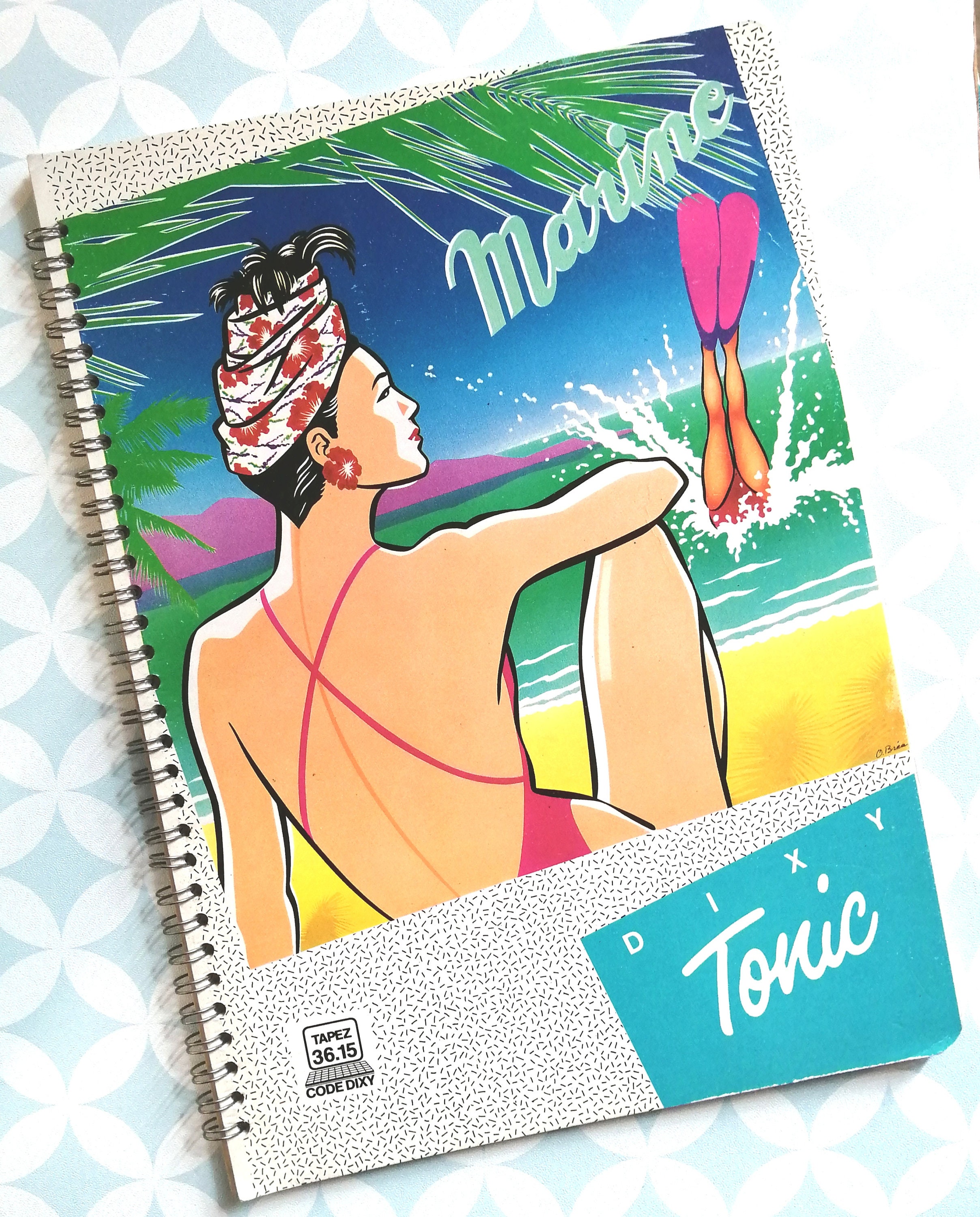 80S Vintage Big Notebook Cahier Marine Dixy Tonic