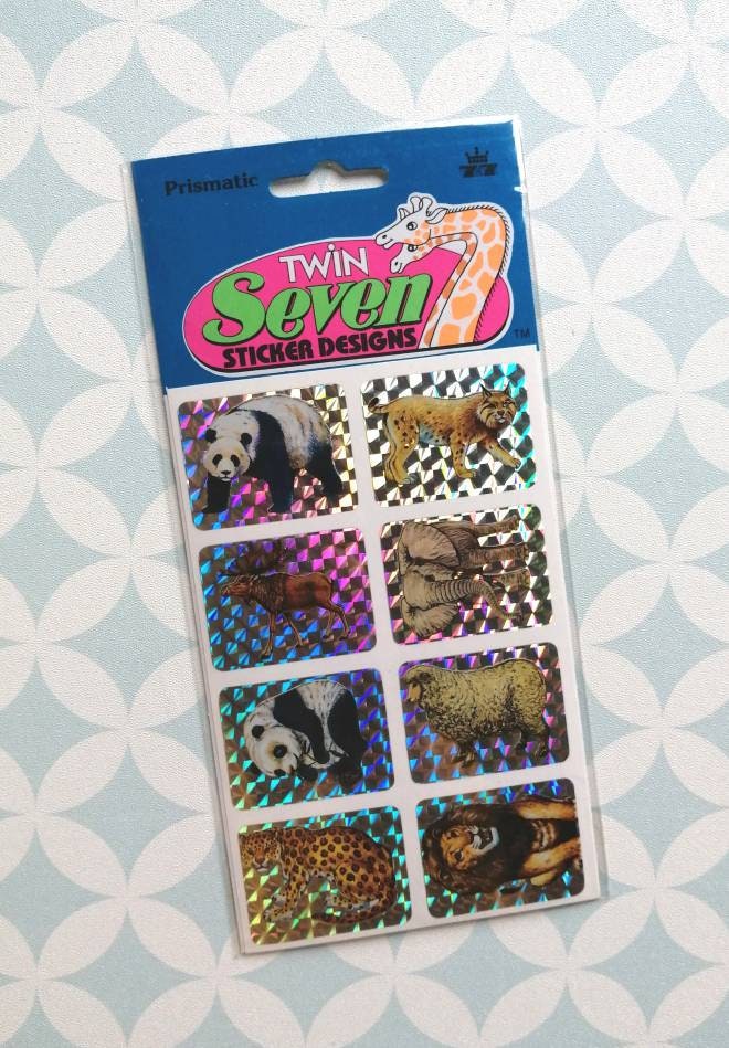 90S Vintage Twin Seven Prismatic Sticker Designs Set Of 8 Stickers New Sealed