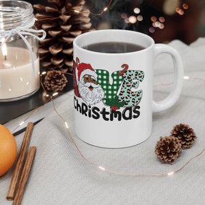 Black Santa Ceramic Mug 11oz| Christmas mug| Holiday mug| Christmas gift| vintage christmas| hot chocolate mug| African American Santa Mug